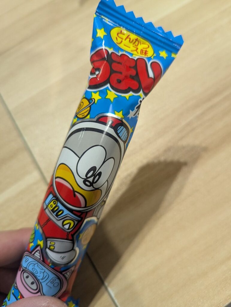 Umaibo Tonkatsu Sauce flavor Japanese dagashi corn puff snack